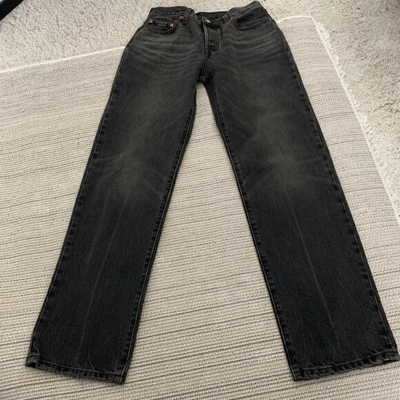 Levi’s Premium 501 90s Jeans Black Denim Button Fly Big E Size Tag 27x32 (29x32) - Picture 8 of 11